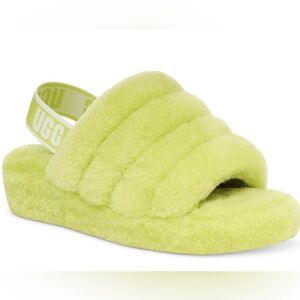 UGG Fluff Slide Sandal in Neon Lime